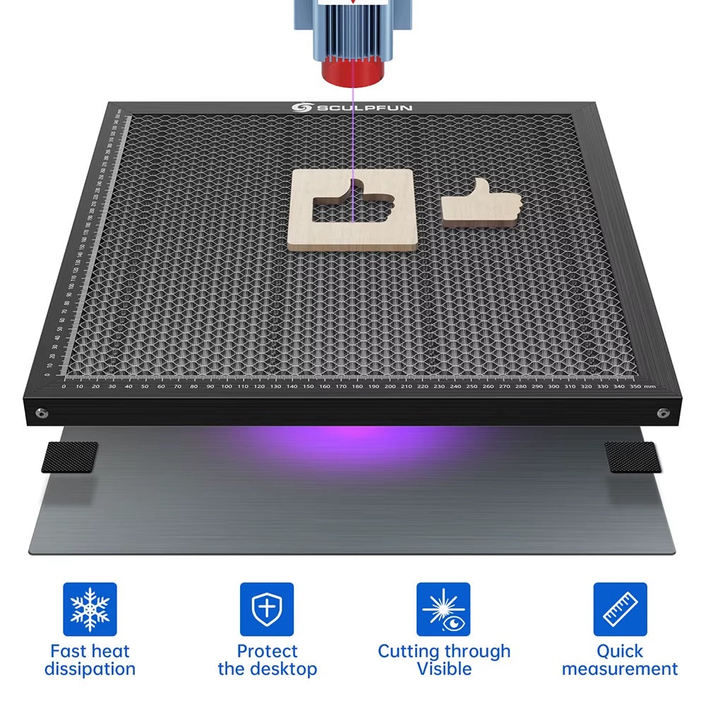 Honeycomb Bed - Sculpfun Laser Engraving And Cutting Table - For Compatible CO2 Or Diode Laser Engravers - 400x400x22 mm