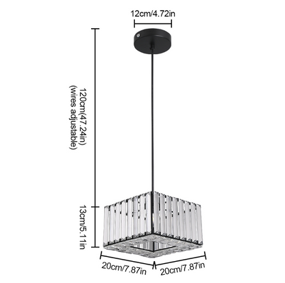 LuxiLamps - Crystal Hanglamp - Moderne Hanglamp - Zwart - Kroonluchter - E27 - Eetkamer Hanglamp