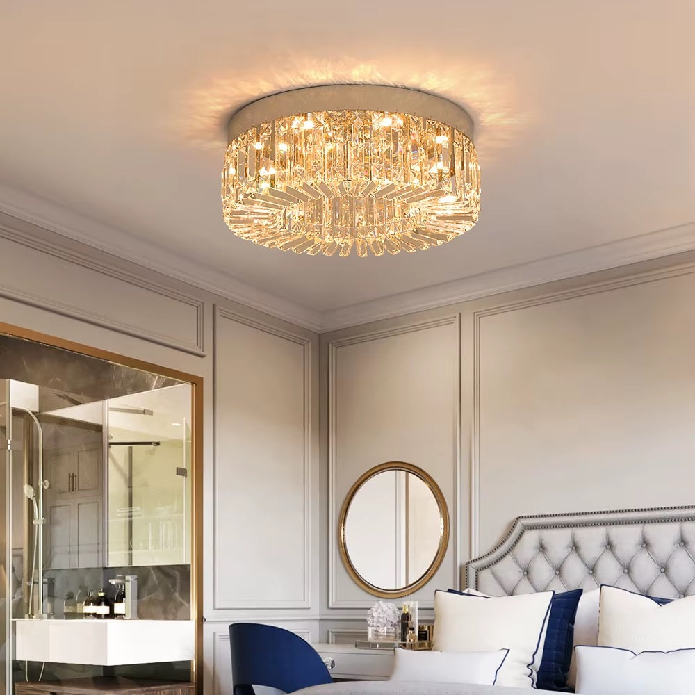 Kristallen Plafond Kroonluchter - LED Plafondlamp - Goud - Woonkamerlamp - 50cm - Crystal - 3 Kleuren - Luxe Woondecoratie