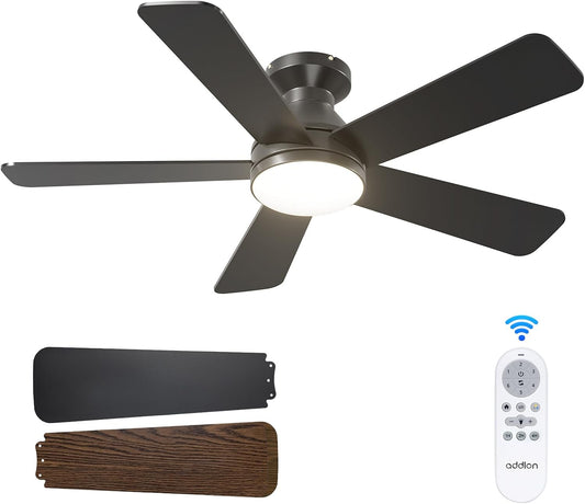 LuxiLamps | 5 Blad Plafondventilator | Met Afstandsbediening | 6 Standen | Geheugenfunctie | Zwart/Bruin | Ventilator | 132 cm | Dimbaar | Woonkamerlamp | Moderne lamp