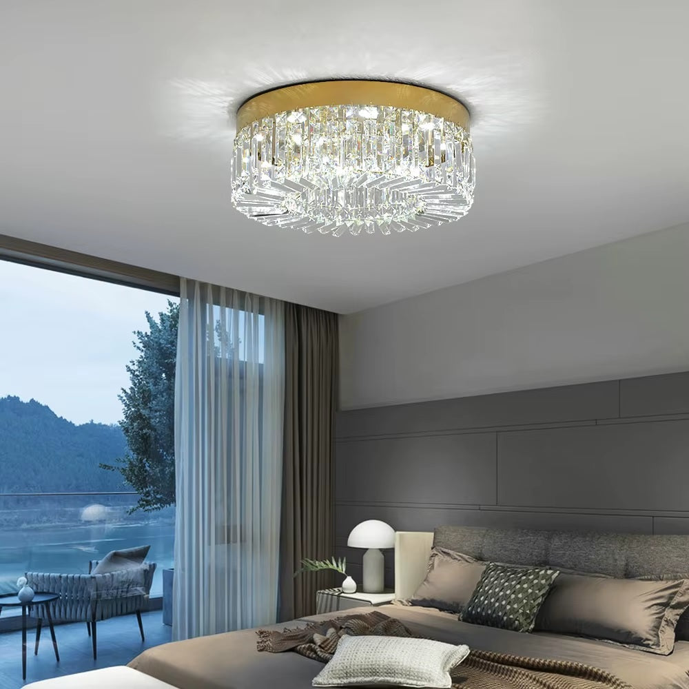 Kristallen Plafond Kroonluchter - LED Plafondlamp - Goud - Woonkamerlamp - 50cm - Crystal - 3 Kleuren - Luxe Woondecoratie