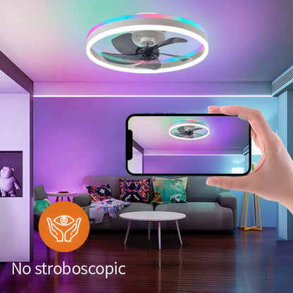 LuxiLamps - Ventilator Lamp - Smart Lamp - RGB - 6 Standen - Dimbaar - Kroonluchter Ventilator - Chandelier Fan - Woonkamer Lamp - Ventilator Lampen