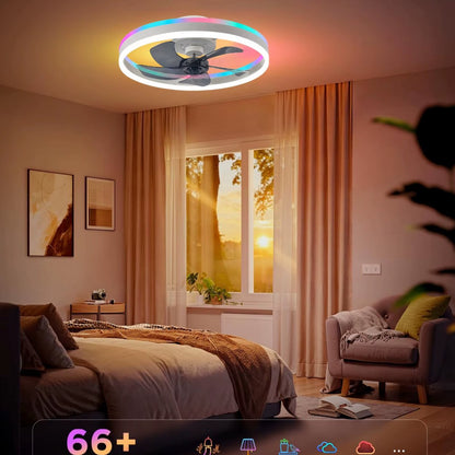 LuxiLamps - Ventilator Lamp - Smart Lamp - RGB - 6 Standen - Dimbaar - Kroonluchter Ventilator - Chandelier Fan - Woonkamer Lamp - Ventilator Lampen