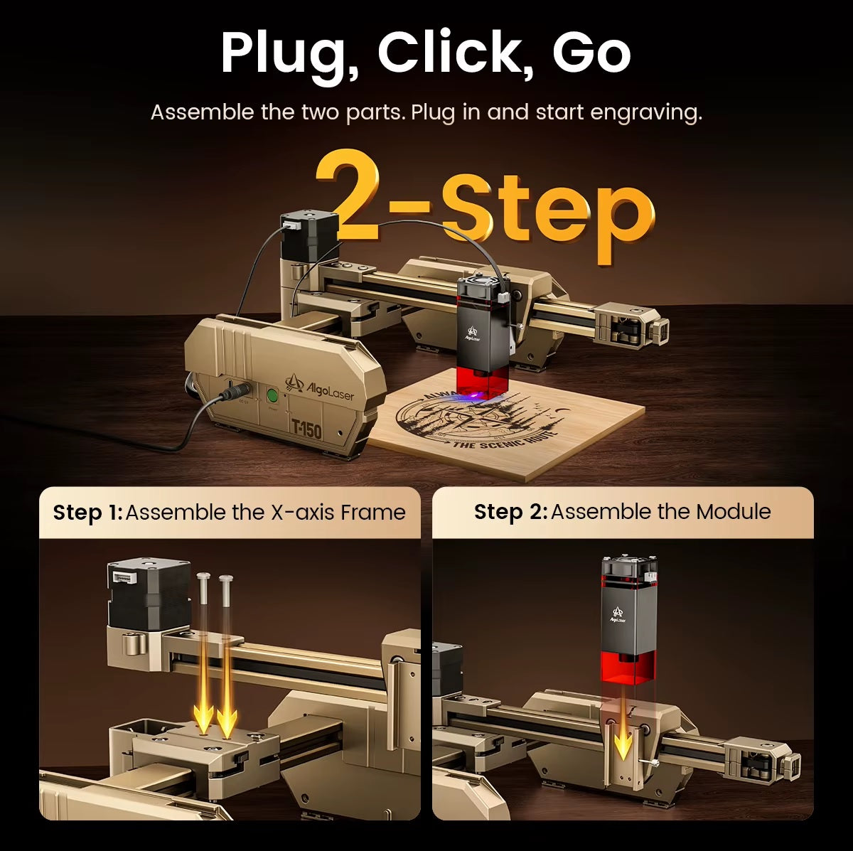 Laser Graveermachine T150 Pro 6W - Laser Cutter - Laserprinter All In One - Graveren - Display - Geel - Laser Snijmachine - Bedienbaar Met APP