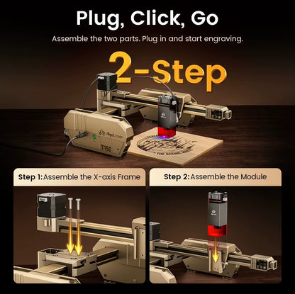 Laser Graveermachine T150 Pro 6W - Laser Cutter - Laserprinter All In One - Graveren - Display - Geel - Laser Snijmachine - Bedienbaar Met APP