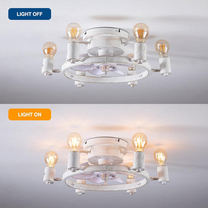 Industriële Retrostijl Plafondventilator - Ventilator Lamp - Smart Lamp - Dimbaar - 6 Standen - Moderne lamp - 6 Lampen - Wit
