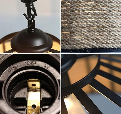 Vintage Touw Hanglamp - Retro LED Kroonluchter - 30 cm - Moderne Hanglamp - Woonkamerlamp