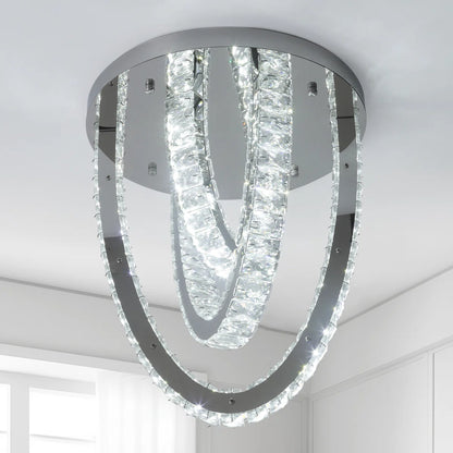 3 Ring Crystal Plafondlamp - Luxe LED Plafondlamp - Chroom - Woondecoratie - 3 Kleuren - Kristallen Kroonluchter - Moderne Plafondlamp - 40 cm