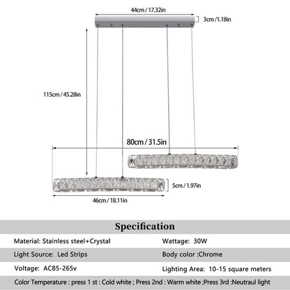 TerugTerug Home Wonen  Verlichting  Lampen  Hanglampen  Kristallen Kroonluchter - Crystal Led Hanglamp - Eetkamer Hanglamp - Chroom - 3 Kleuren - Moderne Hanglamp - Woonkamerlamp - Plafonniere