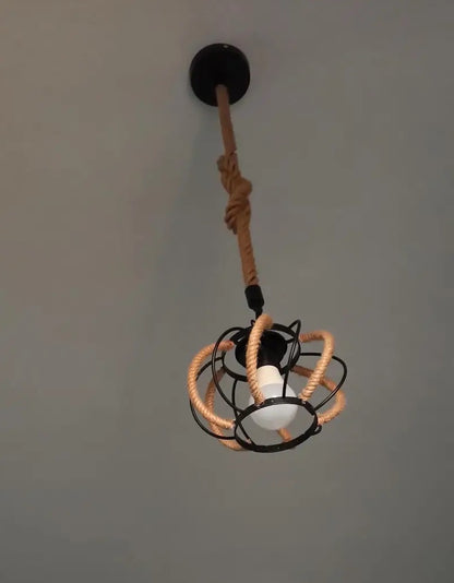 Pendant Lamp - Vintage Rope Lamp - For Living Room or Dining Room - Chandelier - Adjustable - Modern Pendant Lamp