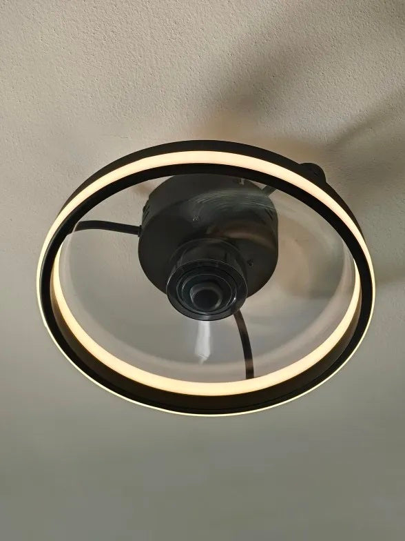 LuxiLamps - LED Ventilator Plafondlamp - APP - Plafondventilator - Zwart - Met Dimmer - 33 cm - 6 Standen Ventilator - Keuken Lamp - Woonkamerlamp - Moderne Lamp