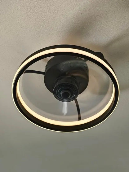 LuxiLamps - LED Ventilator Plafondlamp - APP - Plafondventilator - Zwart - Met Dimmer - 33 cm - 6 Standen Ventilator - Keuken Lamp - Woonkamerlamp - Moderne Lamp