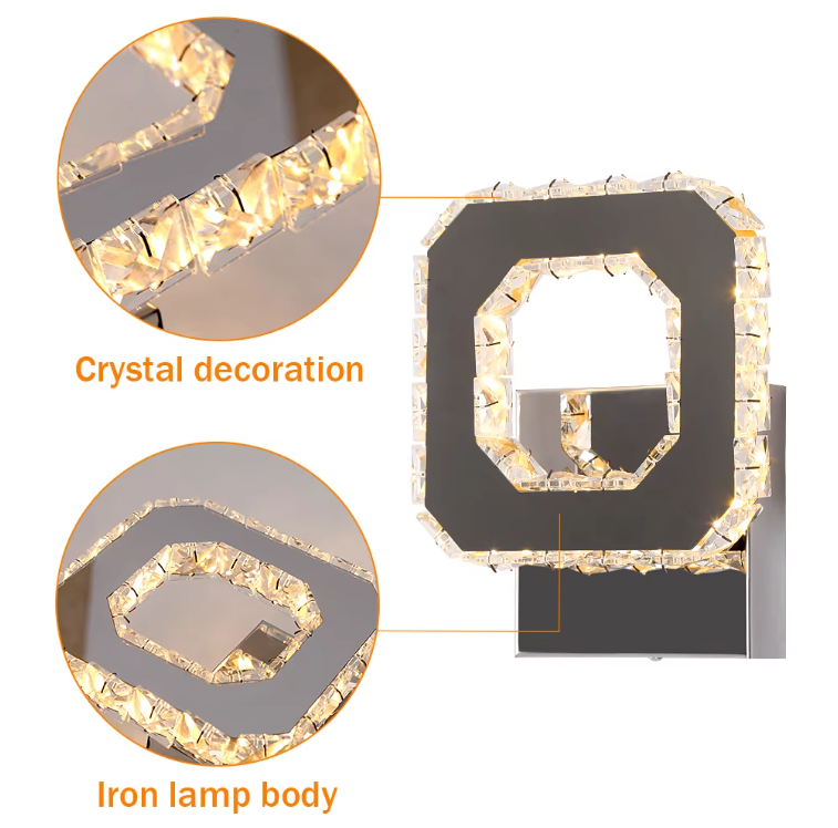 Crystal LED Wandlamp - Moderne Muur Verlichting - 3 Kleuren - Kristallen Muur Lamp - Muur Decoratie