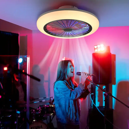 LED RGB Ventilator Lamp - Smart Lamp - Plafondventilator - RGB - 12 Kleuren - Dimbaar - 45 cm - 6 Standen - Plafondventilator - Woonkamerlamp - Moderne Lamp