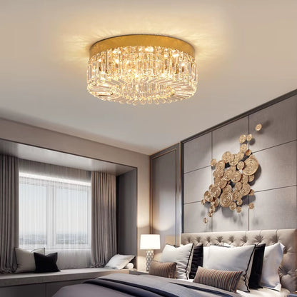 Kristallen Plafond Kroonluchter - LED Plafondlamp - Goud - Woonkamerlamp - 50cm - Crystal - 3 Kleuren - Luxe Woondecoratie