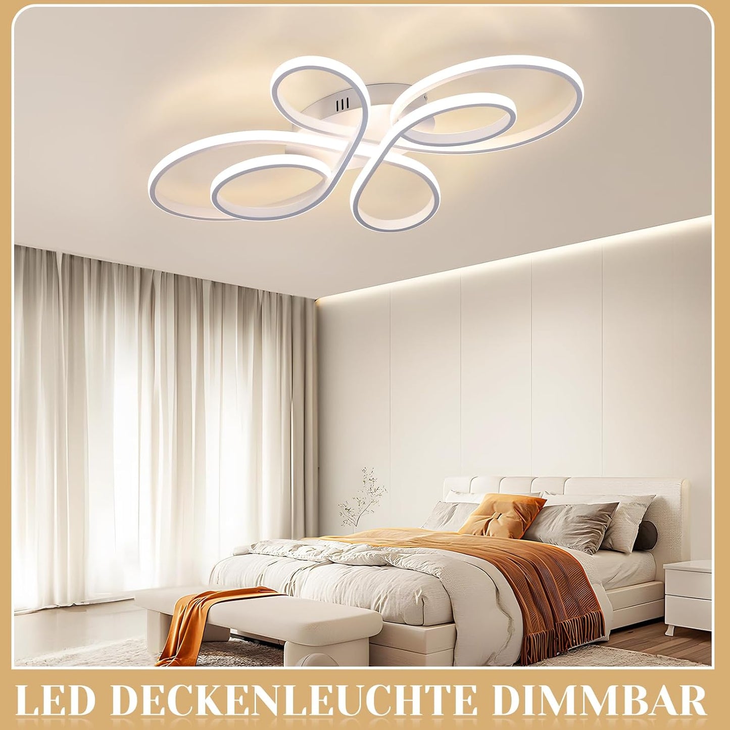 Moderne Plafondlamp - Luxe LED Kroonluchter - Dimbaar - Vlindervorm - 100 cm - Woonkamerlamp - Wit - Plafoniere - 90W