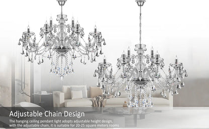 Crystal Chandelier - 15 Arm Kristallen Kroonluchter - Clear - Hanglamp - Woonkamerlamp - Moderne lamp - Plafonniere