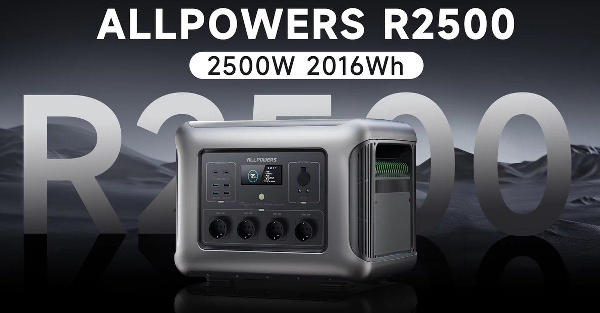 Powerstation R2500WE - Draagbare Powerstation - Krachtcentrale - 2016Wh / 2Kwh - Uitbreidbaar Tot 20kWh – Output 2500W - Piek 4000w - 13 Outputs AC/DC & USB - LiFePO4 Batterij - Camping - Thuis - Noodaggregraat - Noodstroom - Inclusief APP
