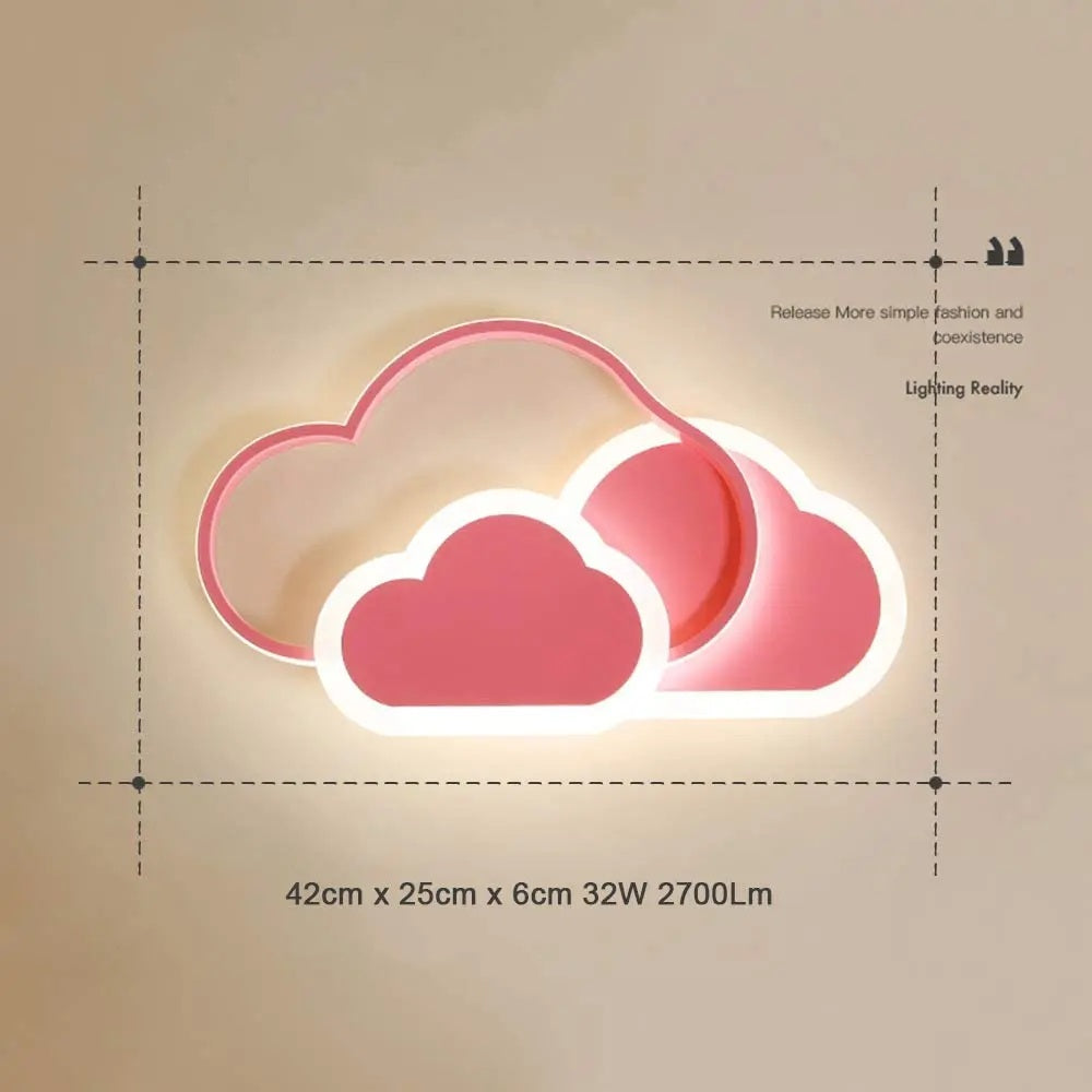 LuxiLamps - Wolken Harten Plafondlamp - Met Afstandsbediening - Roze - Dimbaar - Woonkamerlamp - Moderne lamp - Plafonnière