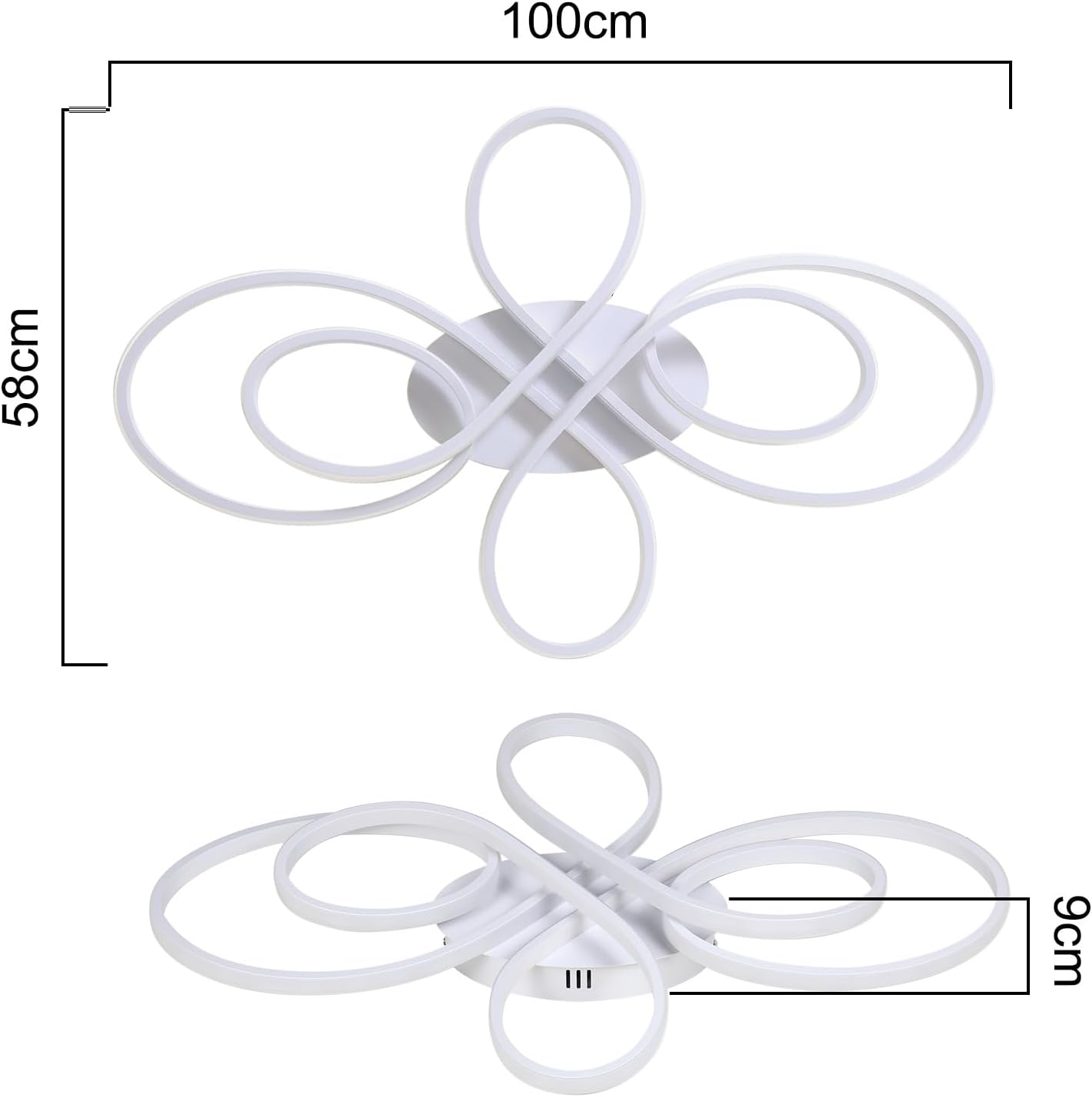 Moderne Plafondlamp - Luxe LED Kroonluchter - Dimbaar - Vlindervorm - 100 cm - Woonkamerlamp - Wit - Plafoniere - 90W