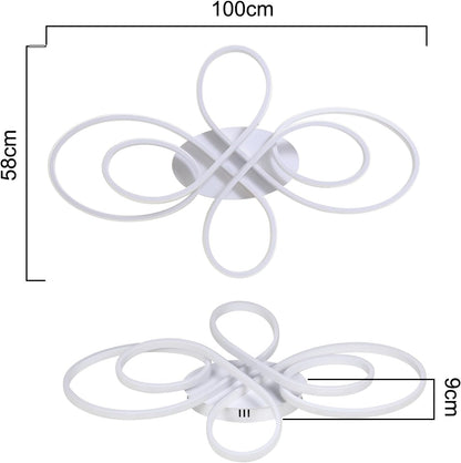 Moderne Plafondlamp - Luxe LED Kroonluchter - Dimbaar - Vlindervorm - 100 cm - Woonkamerlamp - Wit - Plafoniere - 90W