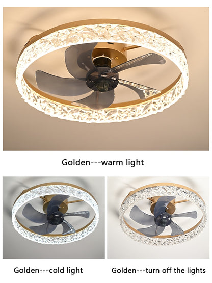 Ventilator Lamp - Plafondventilator Goud - Smart Lamp - Met Dimmer - 6 Standen Ventilator - Keuken Lamp - Woonkamerlamp - Moderne lamp