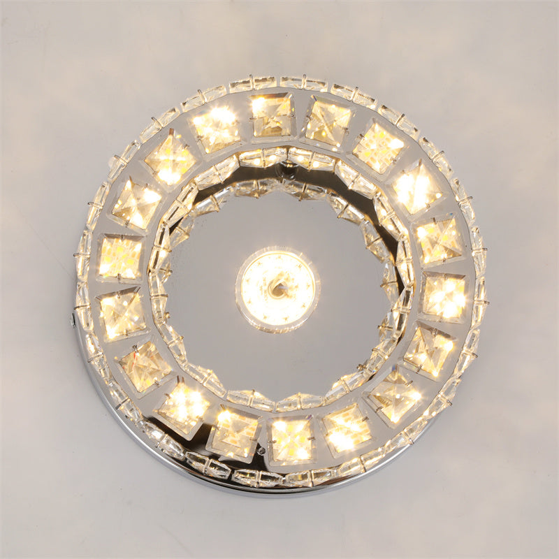 Plafondlamp van kristal, dimbaar, 16 W, led-plafondlamp, rond, voor slaapkamer, woonkamer, hal, keuken, 3000-6500 K [Energieklasse A+]