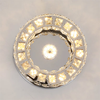 Plafondlamp van kristal, dimbaar, 16 W, led-plafondlamp, rond, voor slaapkamer, woonkamer, hal, keuken, 3000-6500 K [Energieklasse A+]