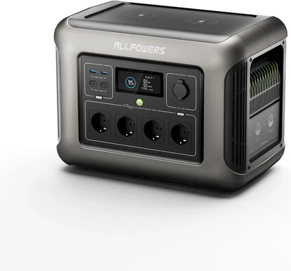 Powerstation R1500WE - Draagbare Powerstation – 1152Wh / 1 Kwh - LiFePO4 Batterij - 1800W - Piek 3000W - 11 Outputs AC/DC & USB - Snellaadfunctie - 4x AC Uitgang – Ideaal voor Huis en Camping - 2x Draadloos Laden - Krachtcentrale - Inclusief APP