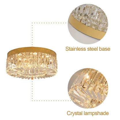 Kristallen Plafond Kroonluchter - LED Plafondlamp - Goud - Woonkamerlamp - 50cm - Crystal - 3 Kleuren - Luxe Woondecoratie