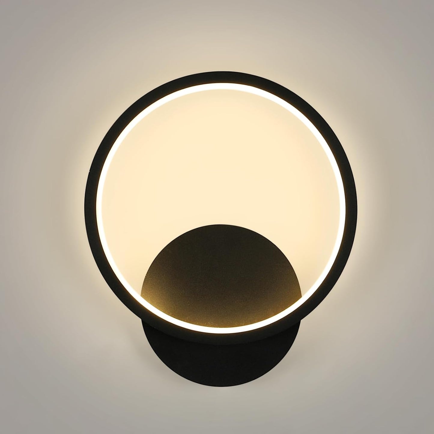 LuxiLamps - Ring LED Wandlamp - Moderne Wandverlichting - 20 cm - Zwart - Muur Lamp - Muur Decoratie