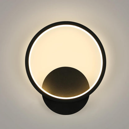 LuxiLamps - Ring LED Wandlamp - Moderne Wandverlichting - 20 cm - Zwart - Muur Lamp - Muur Decoratie