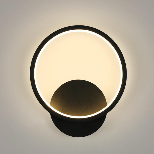LuxiLamps - Ring LED Wandlamp - Moderne Wandverlichting - 20 cm - Zwart - Muur Lamp - Muur Decoratie