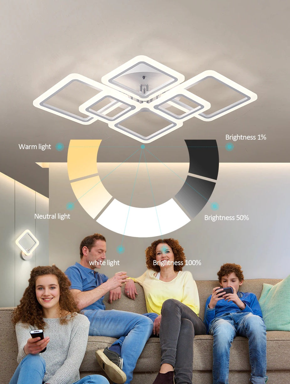 6 Hoofden Plafondlamp - Met Afstandsbediening - Smart lamp - Dimbaar Met App - Woonkamerlamp - Moderne lamp - Plafoniere