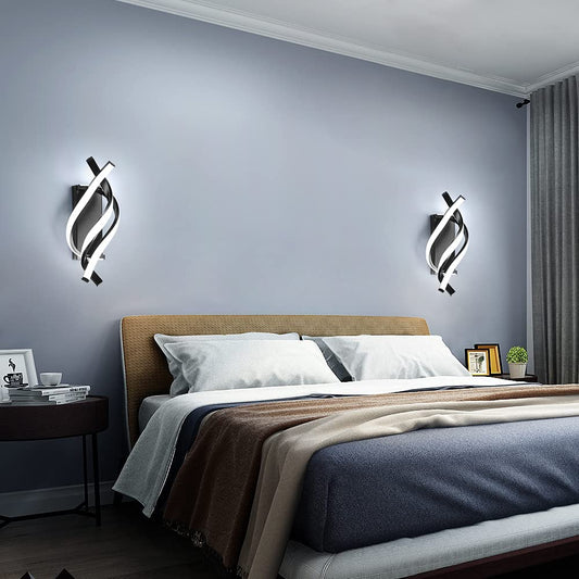 Flightmode - Indoor Wall Lamp, LED Wall Lamp, Modern Design, 22 W, Curved Design, 3000 K, Warm White Light, 2500 Lumens, Black, IP20, for Bedroom, Living Room [Energy Class E]