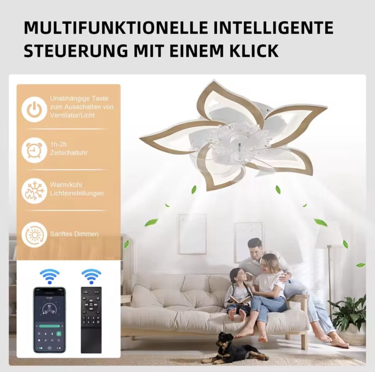 Plafonniere met Ventilator - Hout - Plafondventilator - Plafondventilator Afstandsbediening - Plafondventilator Slaapkamer