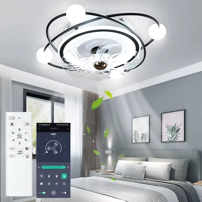 Krullen Ventilator Plafondlamp - Plafondventilator 50 cm - Goud - Smart Lamp - Met Dimmer - 6 Standen Ventilator - Keuken Lamp - Woonkamerlamp - Moderne Lamp - Slaapkamer Lamp Ventilator