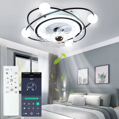Krullen Ventilator Plafondlamp - Plafondventilator 50 cm - Goud - Smart Lamp - Met Dimmer - 6 Standen Ventilator - Keuken Lamp - Woonkamerlamp - Moderne Lamp - Slaapkamer Lamp Ventilator