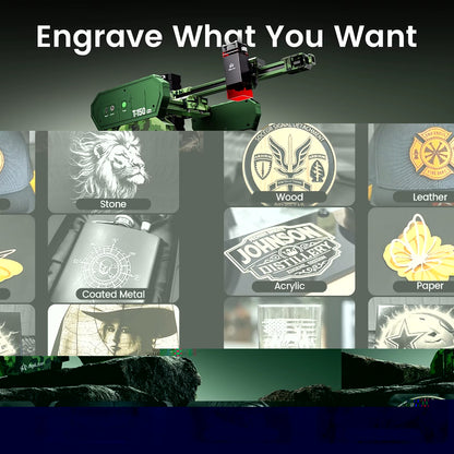 Laser Graveermachine T150 Pro 6W - Laser Cutter - Laserprinter All In One - Graveren - Display - Groen - Laser Snijmachine - Bedienbaar Met APP