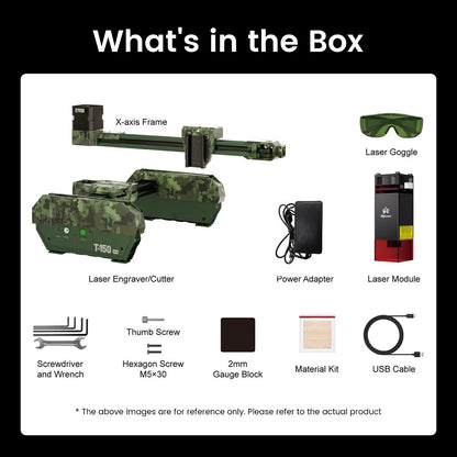 Laser Graveermachine T150 Pro 6W - Laser Cutter - Laserprinter All In One - Graveren - Display - Groen - Laser Snijmachine - Bedienbaar Met APP