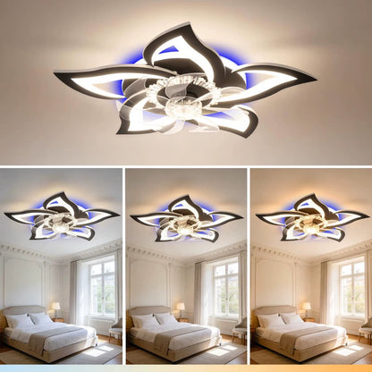 Plafonniere met Ventilator - Zwart - Plafondventilator - RGB - Plafondventilator Met Afstandsbediening & APP