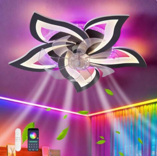 Plafonniere met Ventilator - Zwart - Plafondventilator - RGB - Plafondventilator Met Afstandsbediening & APP