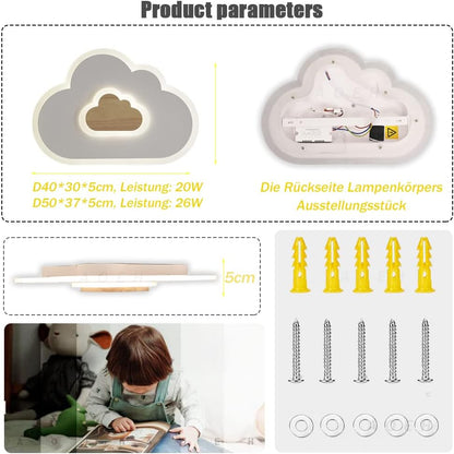 Wolken Plafondlamp - Dimbaar Met Afstandsbediening - Wit - Kinderkamer - Moderne lamp - Plafonnière - Babykamer Decoratielamp