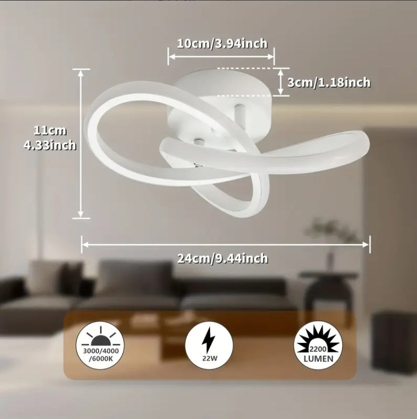 Modern Curl Lamp - Chandelier - White - Aisle or Hall Lamp - LED Lighting - Ceiling Lamp