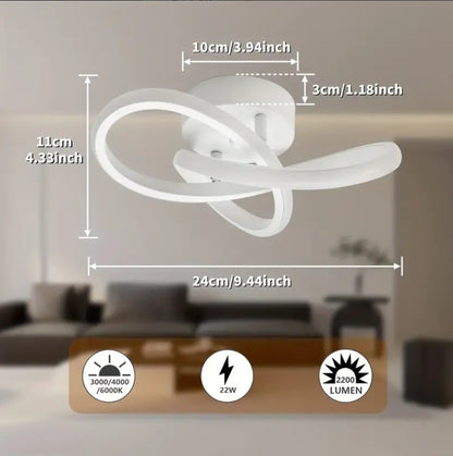 Modern Curl Lamp - Chandelier - White - Aisle or Hall Lamp - LED Lighting - Ceiling Lamp
