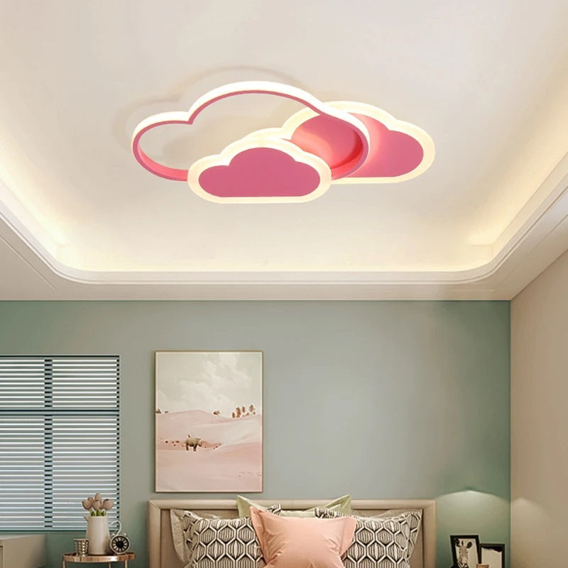 LuxiLamps - Wolken Harten Plafondlamp - Met Afstandsbediening - Roze - Dimbaar - Woonkamerlamp - Moderne lamp - Plafonnière