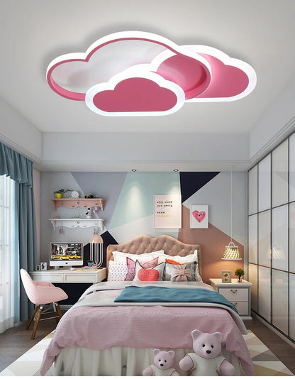 LuxiLamps - Wolken Harten Plafondlamp - Met Afstandsbediening - Roze - Dimbaar - Woonkamerlamp - Moderne lamp - Plafonnière