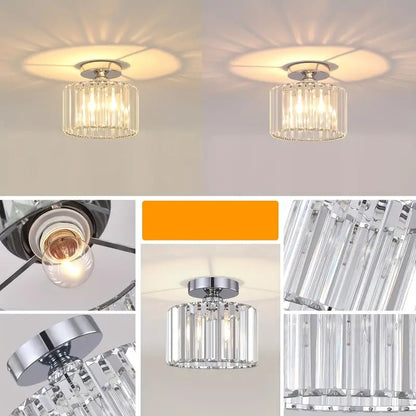 Plafondlamp - Verlichting - Gangpad - Lamp - Kristal Look - Plafonnière - 22 cm - Rond - Chroom - E27