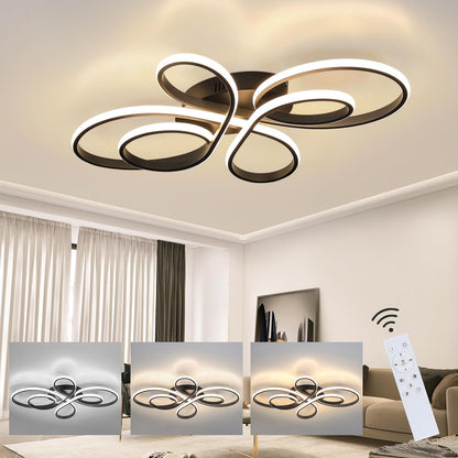 Moderne Plafondlamp - Luxe LED Kroonluchter - Dimbaar - Vlindervorm - 80 cm - Woonkamerlamp - Zwart - Plafoniere - 78W