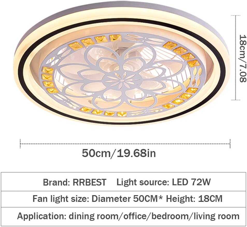 LuxiLamps - Crystal Ventilator Plafondlamp - Plafondventilator - Kristallen - Dimbaar - 50 cm - 6 Standen Ventilator - Keuken Lamp - Woonkamerlamp - Moderne lamp